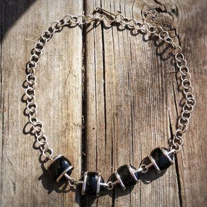 Vintage Alpaca Silver And Glass Necklace